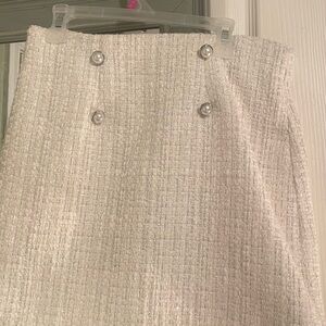 Forever 21 Ivory Tweed Pencil Skirt